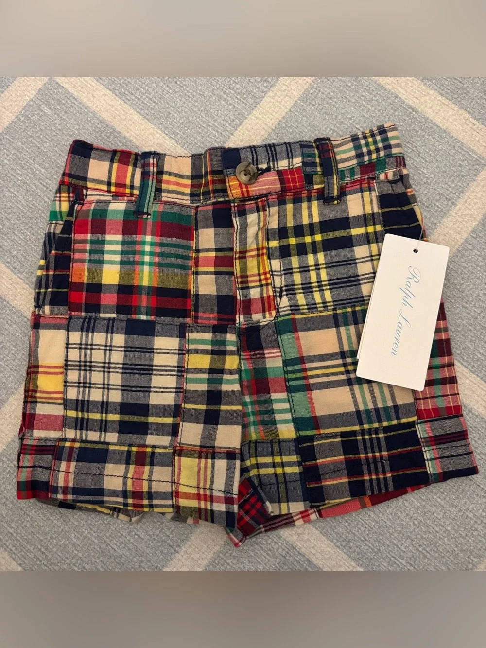 Ralph Lauren Baby Outfit Set - Navy Polo and Red Plaid Shorts - 9M - NWT